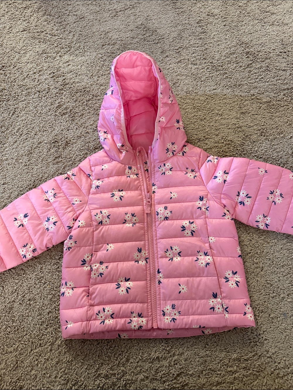 jumping beans Pink Floral Quilted Hooded Puffer Jacket